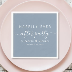 Happily Ever After Party Dusty Blue Reception Napkin