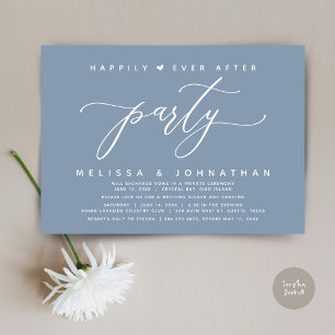 Happily Ever After Party Dusty Blue Wedding Dinner Invitation