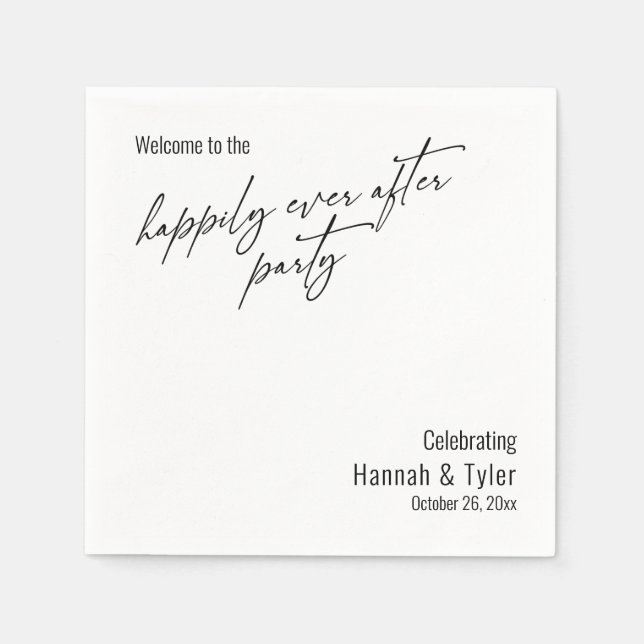 Happily Ever After Party Elegant Simple Typography Napkin (Front)