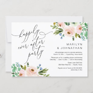 Happily Ever After Party, Elopement, Greenery Invitation