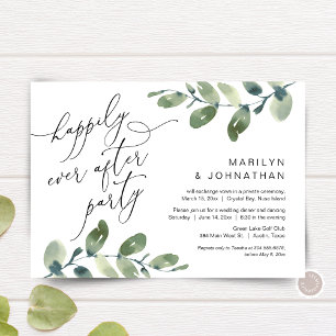 Happily Ever After Party, Elopement, Greenery Invitation