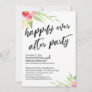 Happily Ever After Party Floral Handwriting Font Invitation