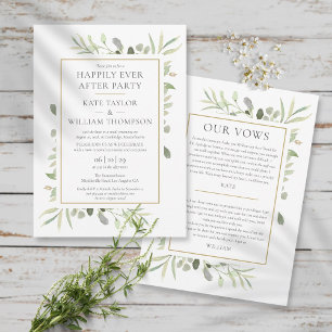Happily Ever After Party Greenery Wedding Vows Invitation