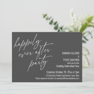Happily Ever After Party Grey Wedding Reception Invitation