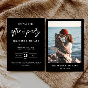 Happily Ever After Party Minimal Wedding Reception Invitation