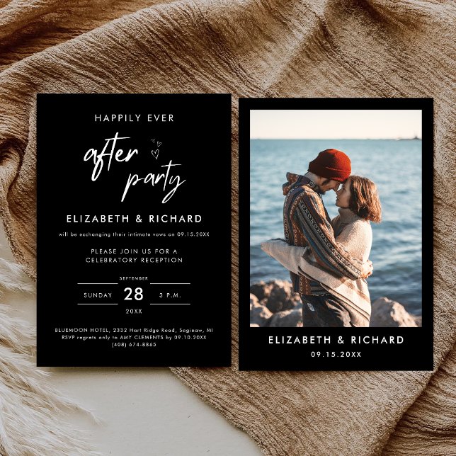 Happily Ever After Party Minimal Wedding Reception Invitation (Creator Uploaded)