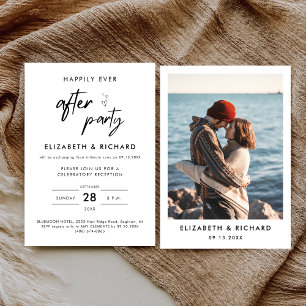 Happily Ever After Party Minimal Wedding Reception Invitation