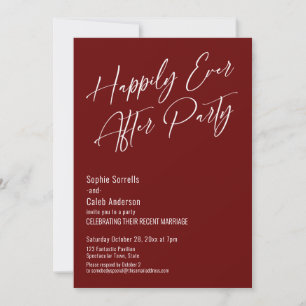 Happily Ever After Party Modern Elegant Burgundy Invitation