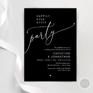 "Happily Ever After Party" Modern Wedding Dinner Invitation