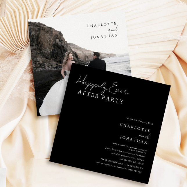Happily Ever After Party Modern Wedding Invitation (Creator Uploaded)