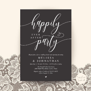 Happily Ever After Party, Modern Wedding Reception Invitation
