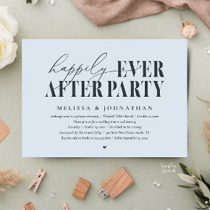Happily Ever After Party, Modern Wedding Reception Invitation