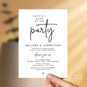 Happily Ever After Party, Modern Wedding Reception Invitation