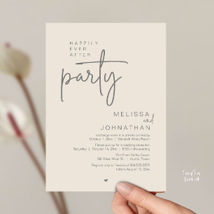 Happily Ever After Party, Modern Wedding Reception Invitation