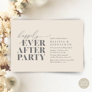 Happily Ever After Party, Modern Wedding Reception Invitation