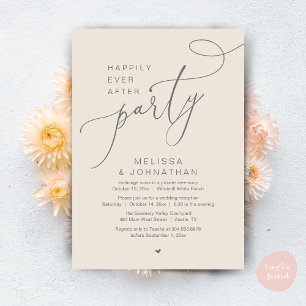 Happily Ever After Party Modern Wedding Reception Invitation