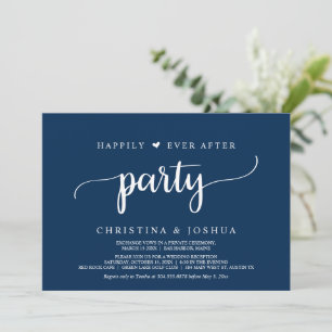 Happily Ever After Party, Navy Blue Elopement Invi Invitation