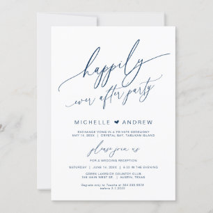 Happily Ever After Party, Navy , Wedding Elopement Invitation