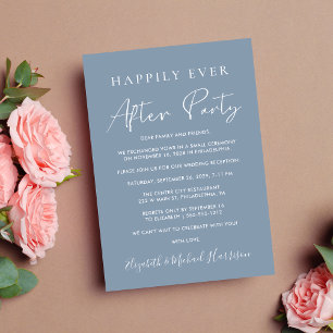 Happily Ever After Party Photo Dusty Blue Wedding Announcement