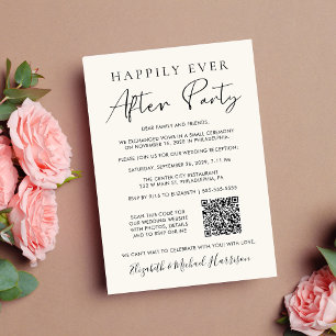 Happily Ever After Party Photo QR Code Cream Announcement