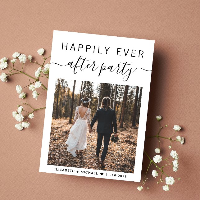 Happily Ever After Party Photo QR Code Wedding Announcement (An chic Happily Ever After Party Invitation to set the tone for an unforgettable event)