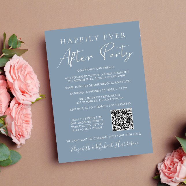 Happily Ever After Party Photo QR Code Wedding Announcement (Input your wedding website address to automatically generate a scannable QR code)