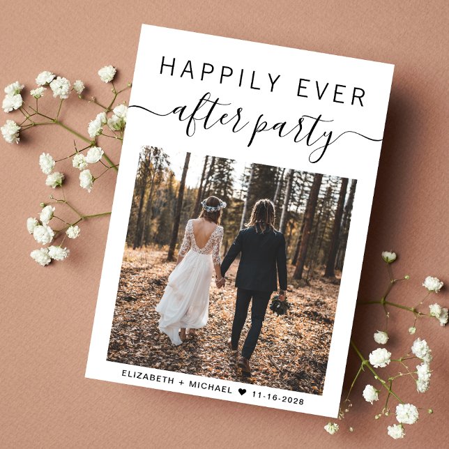 Happily Ever After Party Photo Wedding Announcement (An chic Happily Ever After Party Invitation to set the tone for an unforgettable event)