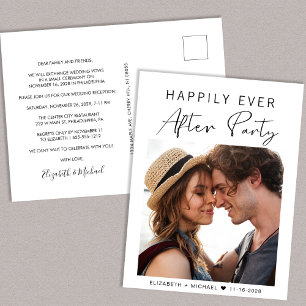 Happily Ever After Party Photo Wedding Reception Announcement Postcard