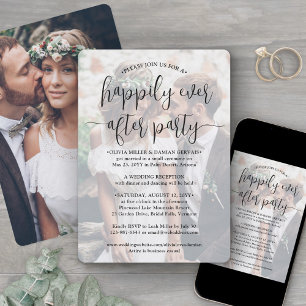 Happily Ever After Party Photo Wedding Reception Invitation