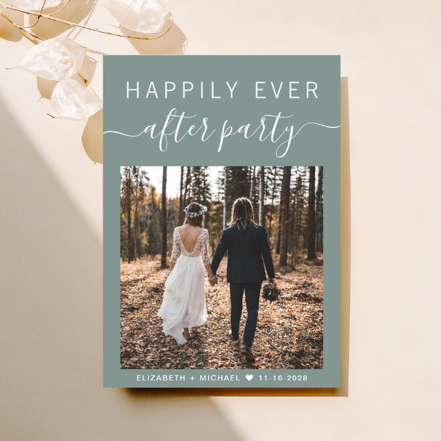Happily Ever After Party Photo Wedding Reception Invitation (From private vows to a grand happily ever after party - celebrate with family and friends)