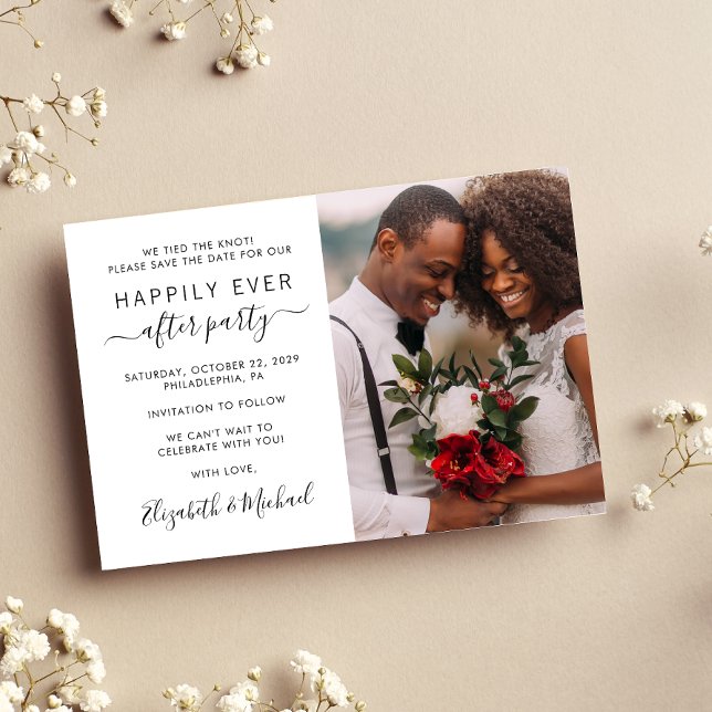 Happily Ever After Party Photo Wedding Reception Save The Date (Creator Uploaded)