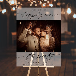 Happily Ever After Party Photo Wedding Welcome Acrylic Sign