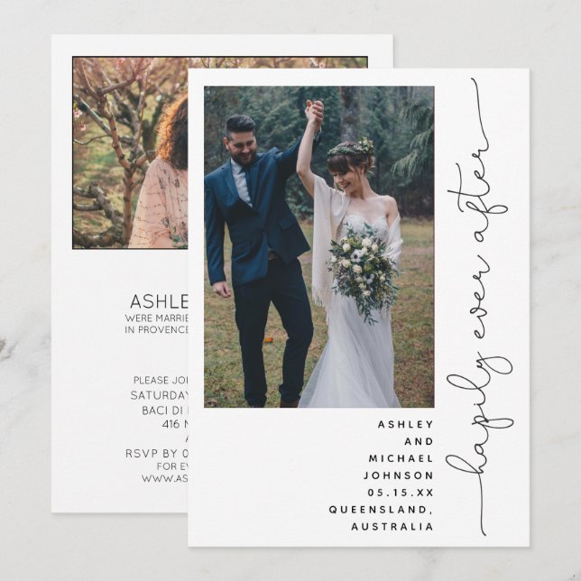 Happily Ever After Party Reception Only 2 Photo In Invitation (Front/Back)