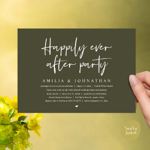 Happily Ever After Party, Romantic Wedding Dinner Invitation
