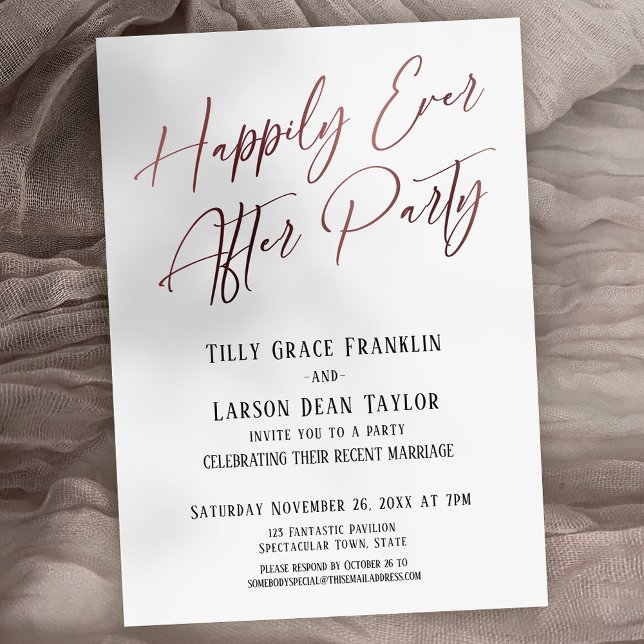 Happily Ever After Party Rose Gold Elegant Modern Invitation (Creator Uploaded)