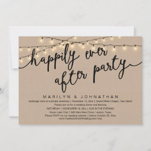 Happily Ever After Party, Rustic Wedding Dinner Invitation