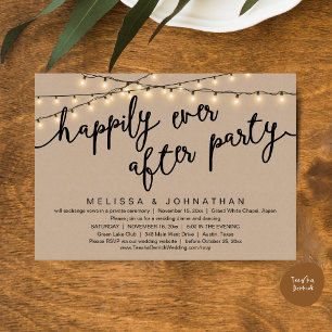 Happily Ever After Party, Rustic Wedding Dinner Invitation