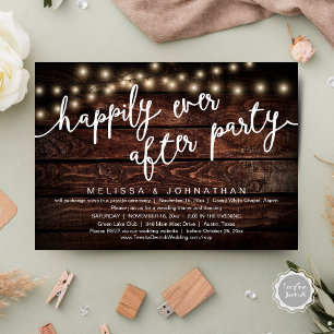 Happily Ever After Party, Rustic Wedding Dinner Invitation