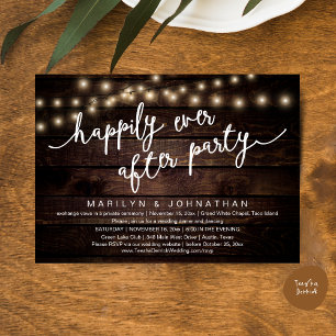 Happily Ever After Party, Rustic Wedding Dinner Invitation