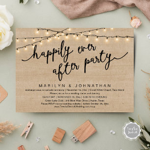 Happily Ever After Party, Rustic Wedding Dinner Invitation