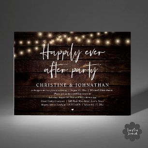 Happily Ever After Party, Rustic Wedding Elopement Invitation