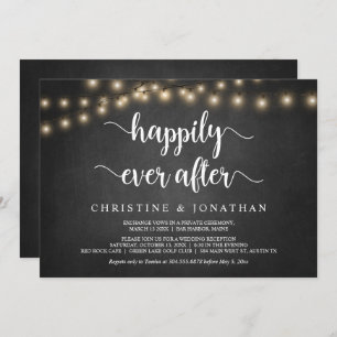 Happily Ever After Party, String Light, Elopement Invitation