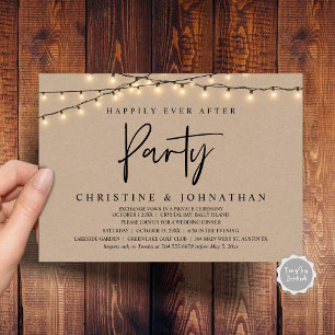 Happily Ever After party,  String Lights Elopement Invitation