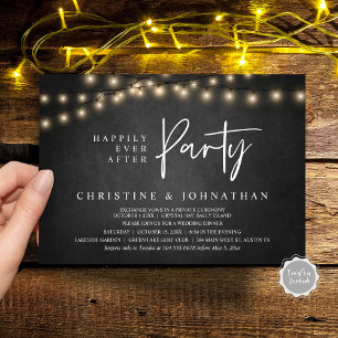 Happily Ever After party,  String Lights Elopement Invitation