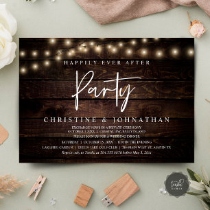 Happily Ever After party,  String Lights Elopement Invitation