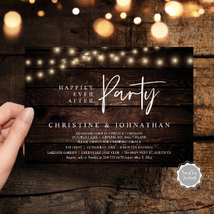 Happily Ever After party,  String Lights Elopement Invitation