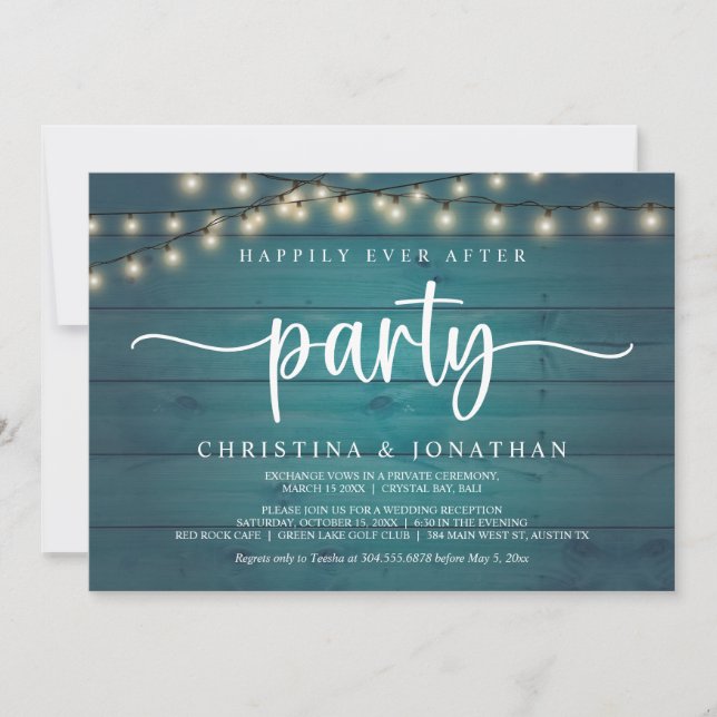 Happily Ever After party,  String Lights Elopement Invitation (Front)