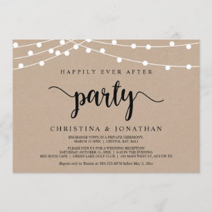 Happily Ever After party,  String Lights Elopement Invitation