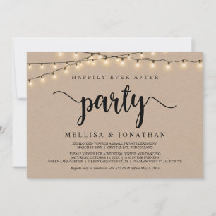 Happily Ever After party,  String Lights Elopement Invitation