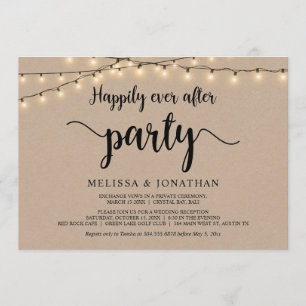 Happily Ever After party,  String Lights Elopement Invitation